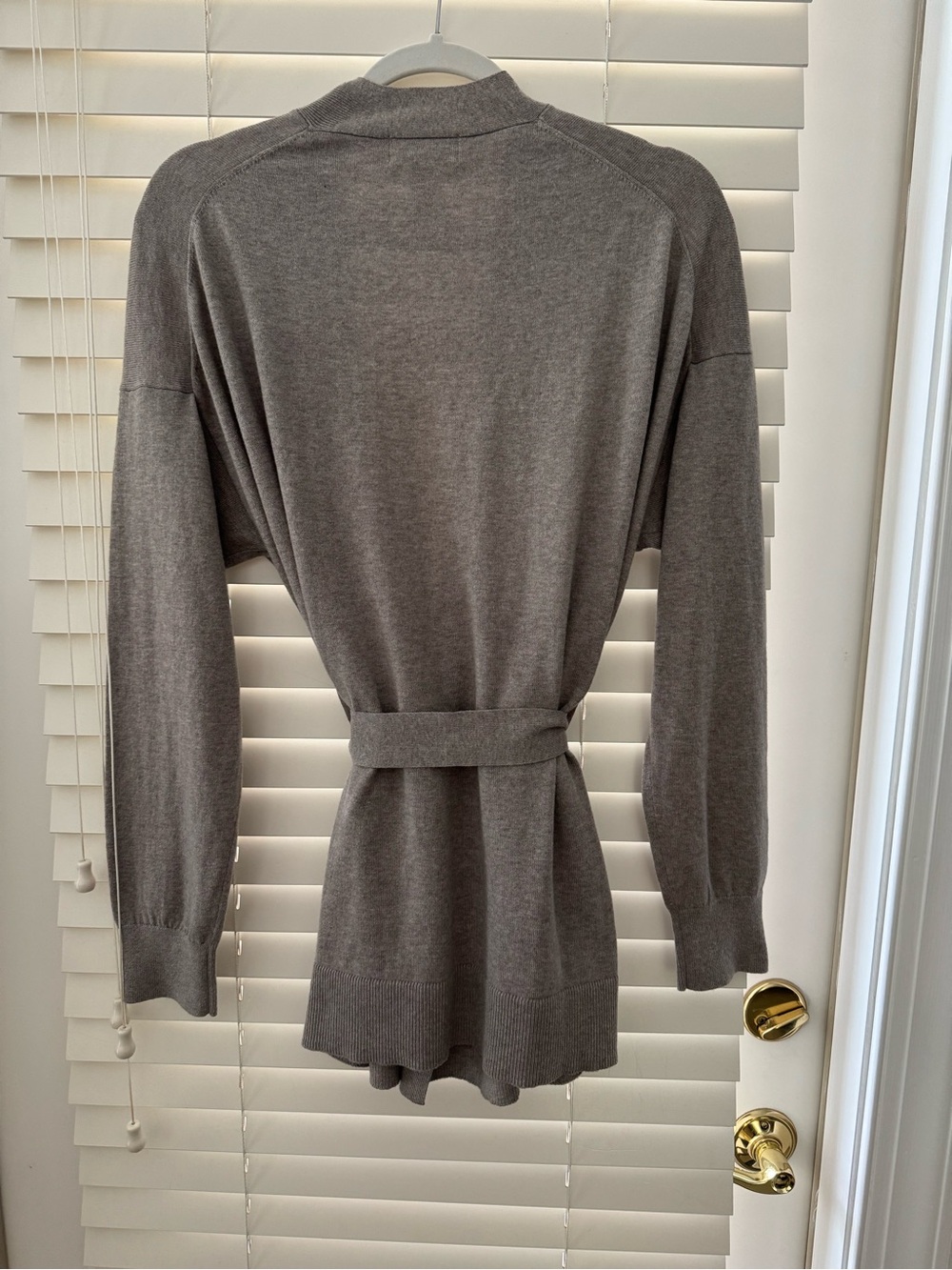 H&M Gray Brown Cotton Cashmere Cardigan with Tie Belt - Picture 4 of 6